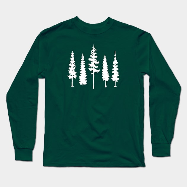 Pine trees forest Long Sleeve T-Shirt by PallKris